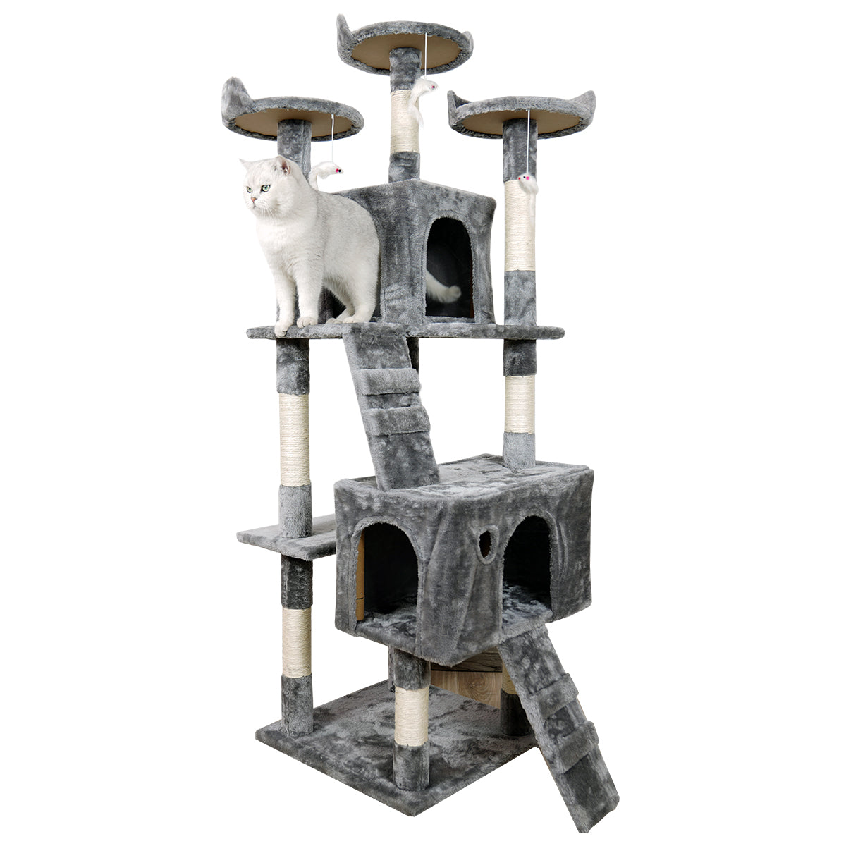 Furtastic 170Cm Cat Tree Scratching Post Silver Grey Furniture & Scratchers
