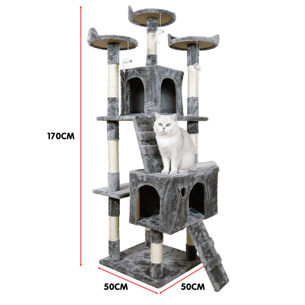 Furtastic 170Cm Cat Tree Scratching Post Silver Grey Furniture & Scratchers