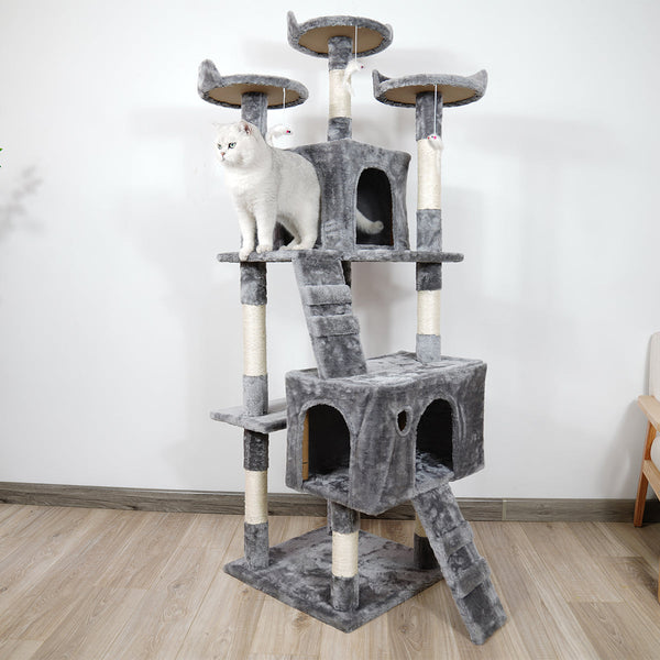 Furtastic 170Cm Cat Tree Scratching Post Silver Grey Furniture & Scratchers
