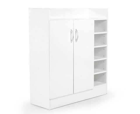 Sarantino New 21 Pairs Shoe Cabinet Rack Storage Organiser Shelf Doors Cupboard White