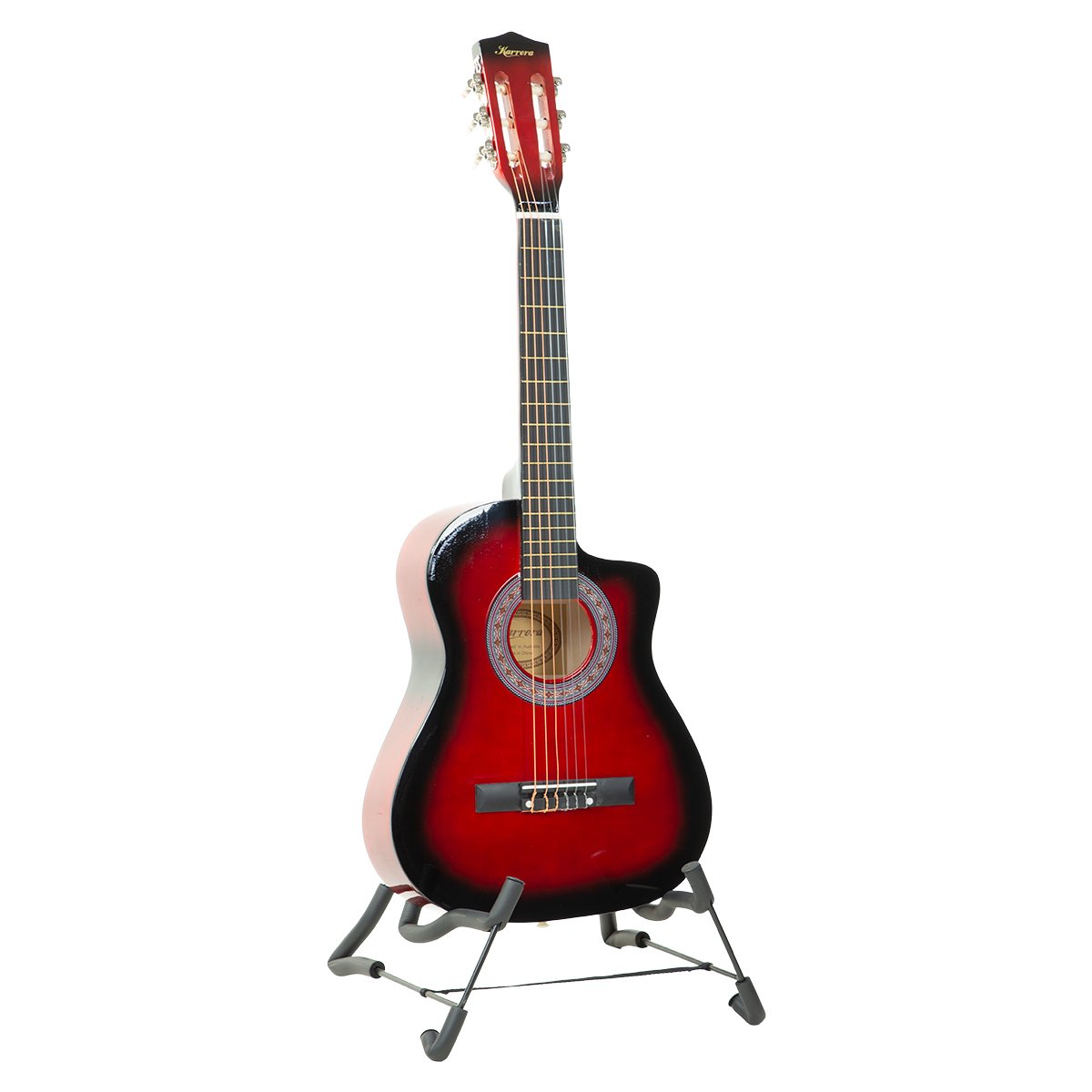 Acoustic Guitars Karrera 38In Pro Cutaway Acoustic Guitar With Bag Red Burst
