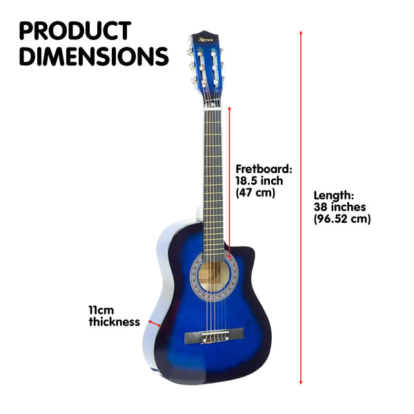 Karrera 38In Cutaway Acoustic Guitar With Bag - Blue Burst