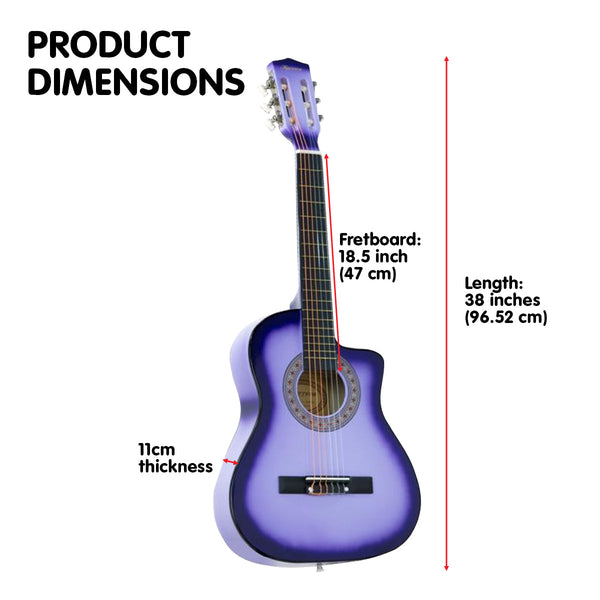 Karrera 38In Cutaway Acoustic Guitar With Bag - Purple Burst