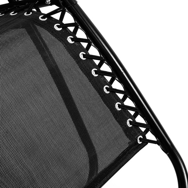 Wallaroo Gravity Reclining Deck Lounge Sun Beach Chair Outdoor Folding Camping - Black