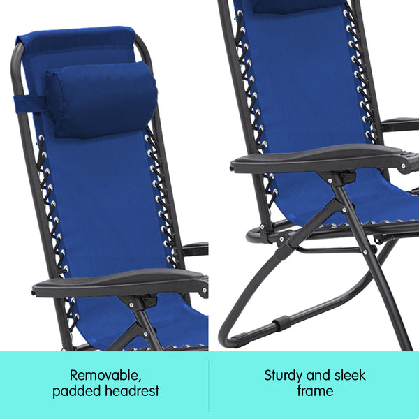Wallaroo Gravity Reclining Deck Lounge Sun Beach Chair Outdoor Folding Camping - Grey