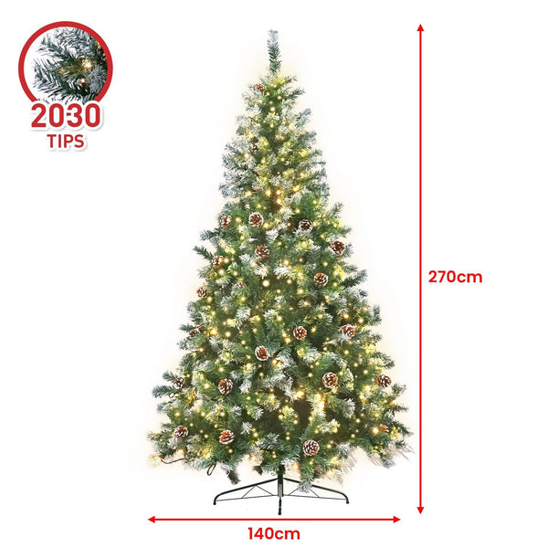 Christabelle 2.7M Pre Lit Led Christmas Tree Decor With Pine Cones Xmas Decorations Seasonal Decorations