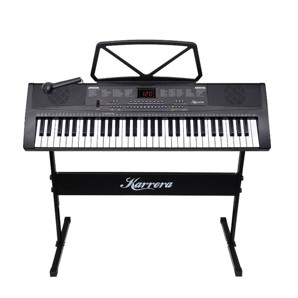 Karrera 61 Key Electronic Piano Keyboard 75Cm With Stand Black Electronic Keyboards