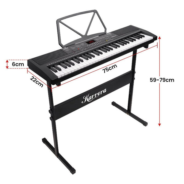 Karrera 61-Key Electronic Piano Keyboard 75Cm With Stand Black
