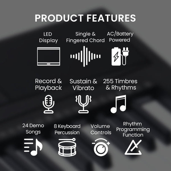 Karrera 61 Key Electronic Piano Keyboard 75Cm With Stand Black Electronic Keyboards