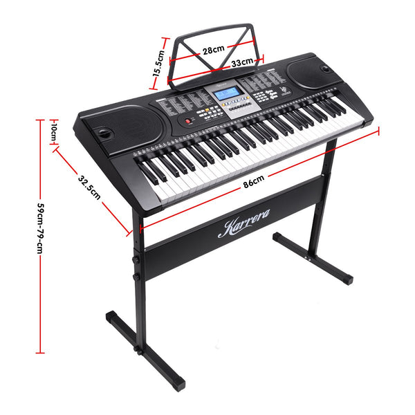 Karrera 61 Keys Electronic Keyboard Piano With Stand Black Electronic Keyboards