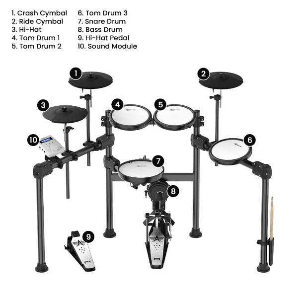 Karrera X23 Electronic Drum Kit With Quiet Mesh Heads Editable Sound Kits Kick Pedal And Silicone Usb Midi 420 Drum Kits