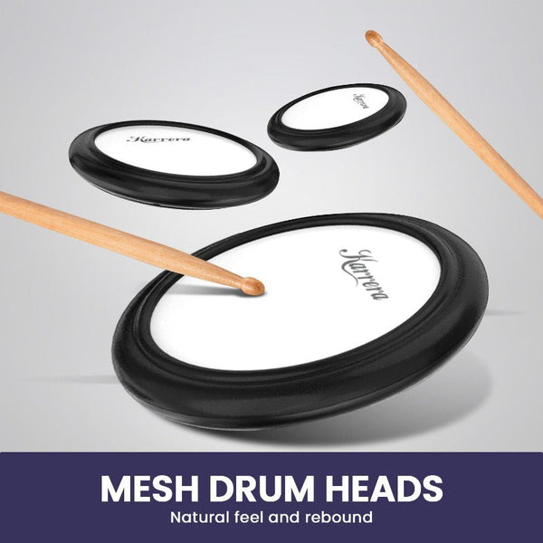 Karrera X23 Electronic Drum Kit With Quiet Mesh Heads Editable Sound Kits Kick Pedal And Silicone Usb Midi 420 Drum Kits