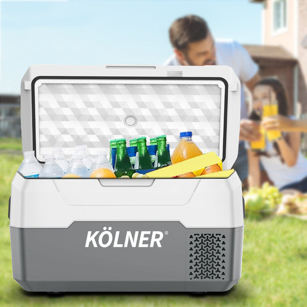 Kolner 20L Fridge Freezer Cooler 12/24/240V Camping Portable Esky Refrigerator - Grey