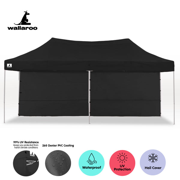 Wallaroo Gazebo Tent Marquee 3X6m Popup Outdoor Black Marquees