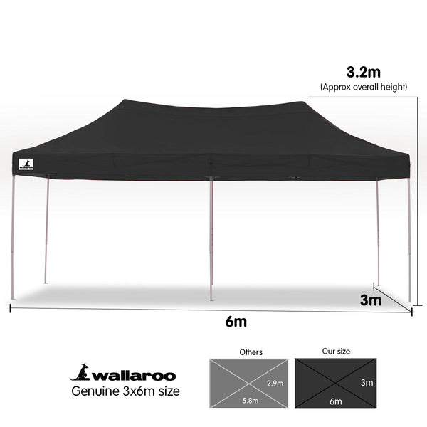 Wallaroo Gazebo Tent Marquee 3X6m Popup Outdoor Black Marquees
