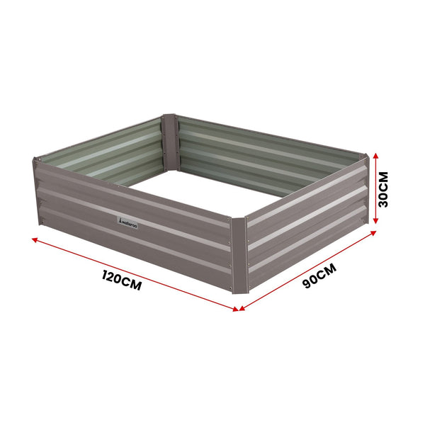 Wallaroo Garden Bed 120 X 90 30Cm Galvanized Steel - Grey