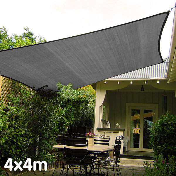 Wallaroo Outdoor Sun Shade Sail Canopy Grey Square 4 X 4M Shade Sails
