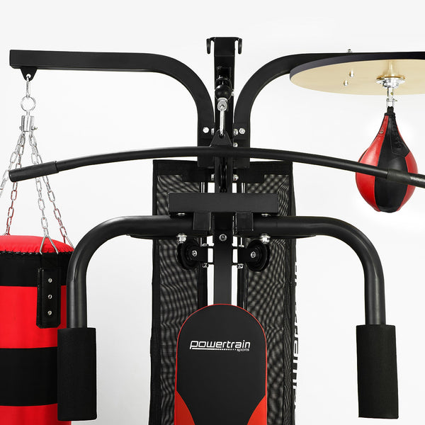 Powertrain Home Gym Multi Station With Boxing Punching Bag Speed Ball