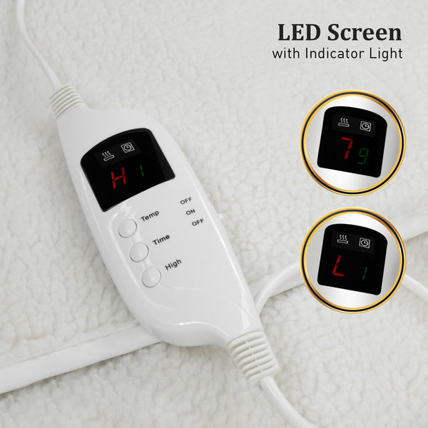 Laura Hill Electronic Fleecy Electric Blanket Heated Fitted Queen Size Bed Safety 9 Levels Electric Blankets