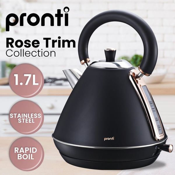 Pronti 1.7L Rose Trim Collection Kettle Kettles