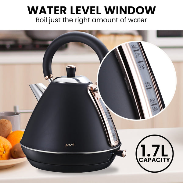Pronti 1.7L Rose Trim Collection Kettle Kettles