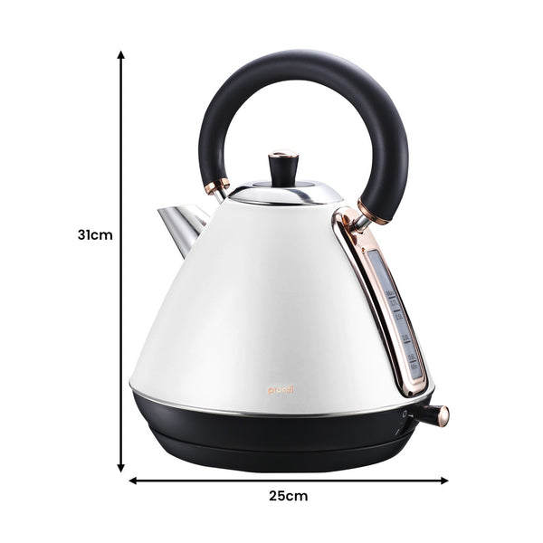 Pronti Rose Trim Collection Toaster & Kettle Bundle White Toasters