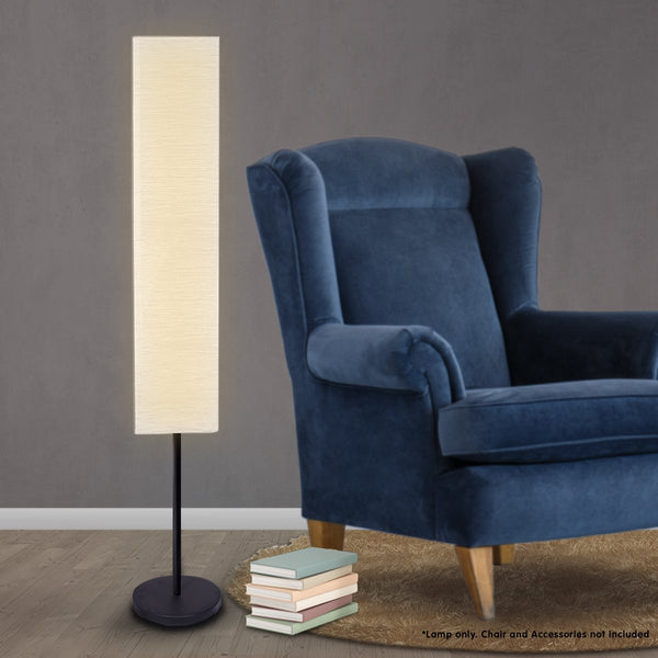 Sarantino Metal Floor Lamp With White Paper Wrinkle Shade Light Stand Floor Lamps