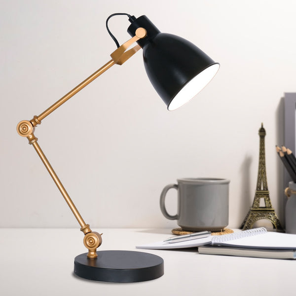 Sarantino Adjustable Metal Table Lamp In Black And Gold