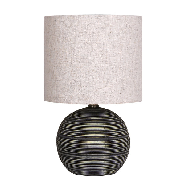 Sarantino Ceramic Table Lamp With Striped Pattern In Antique Black Lamps