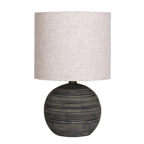 Sarantino Ceramic Table Lamp With Striped Pattern In Antique Black Lamps