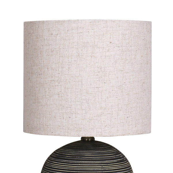 Sarantino Ceramic Table Lamp With Striped Pattern In Antique Black Lamps