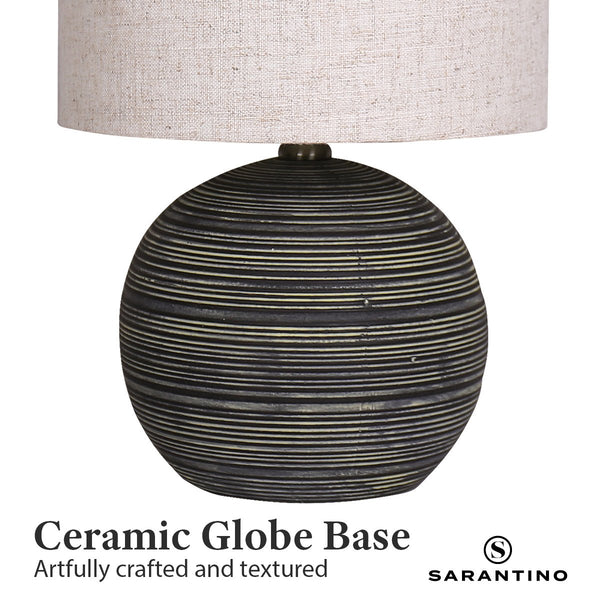 Sarantino Ceramic Table Lamp With Striped Pattern In Antique Black Lamps