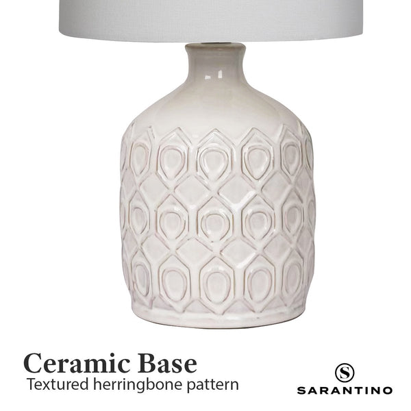 Sarantino Ceramic Table Lamp In Cream Lamps