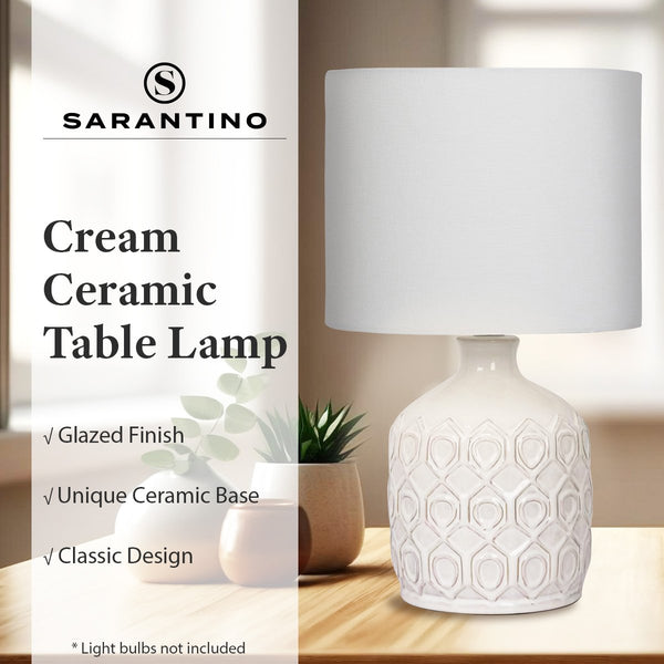 Sarantino Ceramic Table Lamp In Cream Lamps