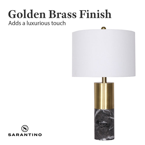 Sarantino Metal And Marble Table Lamp In Black Lamps