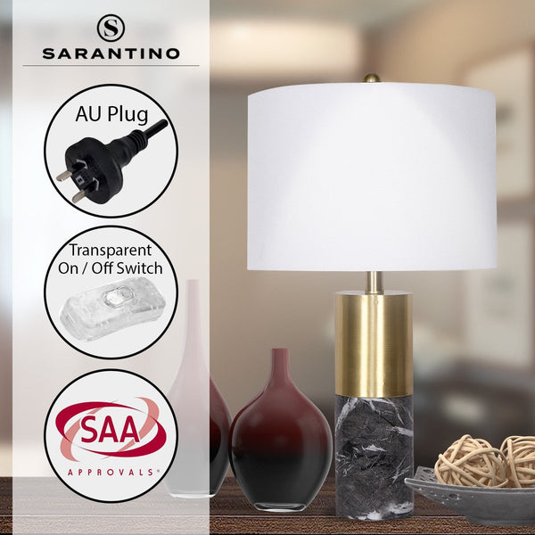 Sarantino Metal And Marble Table Lamp In Black Lamps