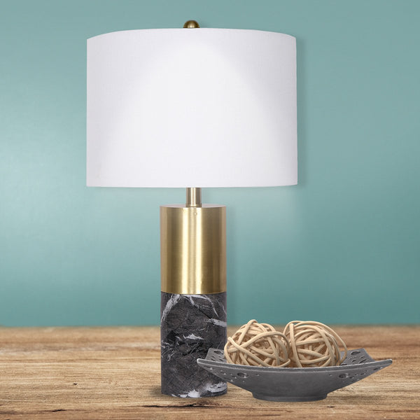 Sarantino Metal And Marble Table Lamp In Black Lamps