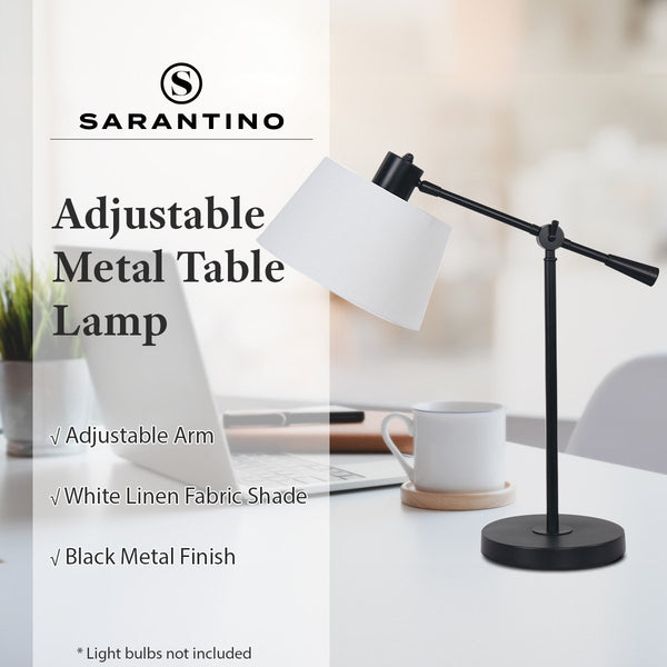 Sarantino Adjustable Metal Table Lamp In Black