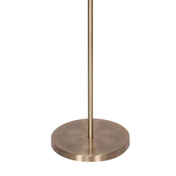 Sarantino Metal Floor Lamp In Antique Brass Finish With Cream Linen Fabric Shade Floor Lamps