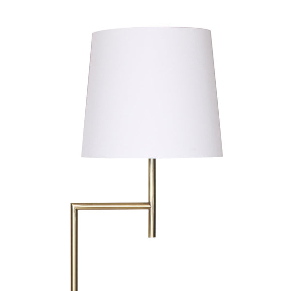 Sarantino Metal Floor Lamp In Antique Brass Finish With Cream Linen Fabric Shade Floor Lamps