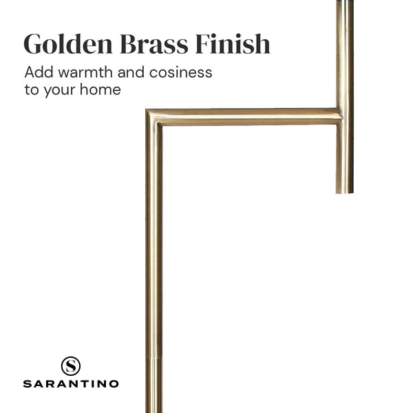 Sarantino Metal Floor Lamp In Antique Brass Finish With Cream Linen Fabric Shade Floor Lamps