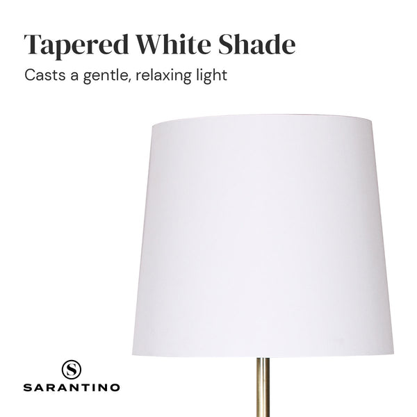 Sarantino Metal Floor Lamp In Antique Brass Finish With Cream Linen Fabric Shade Floor Lamps