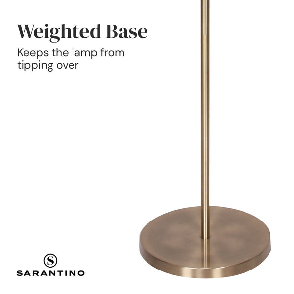 Sarantino Metal Floor Lamp In Antique Brass Finish With Cream Linen Fabric Shade Floor Lamps