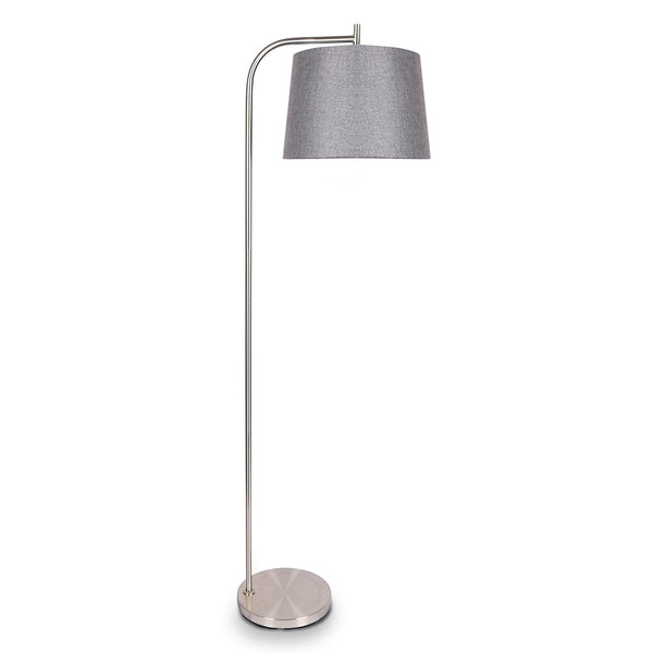 Sarantino Metal Task Floor Lamp Nickel Finish With Grey Fabric Shade Floor Lamps