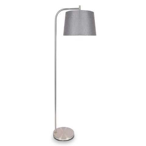 Sarantino Metal Task Floor Lamp Nickel Finish With Grey Fabric Shade Floor Lamps