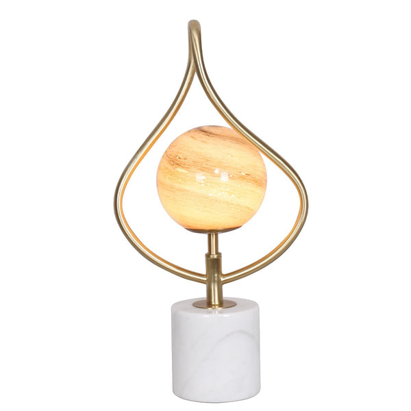 Sarantino Sculptural Orange Glass Table Lamp With White Marble Base Lamps