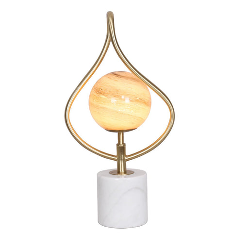 Sarantino Sculptural Orange Glass Table Lamp With White Marble Base Lamps
