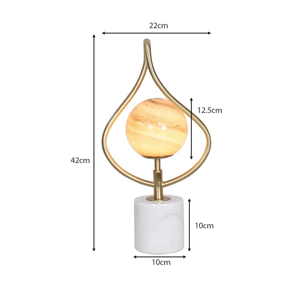 Sarantino Sculptural Orange Glass Table Lamp With White Marble Base Lamps