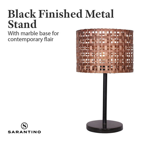 Sarantino Rattan Desk Lamp With Black Marble Base Lamps