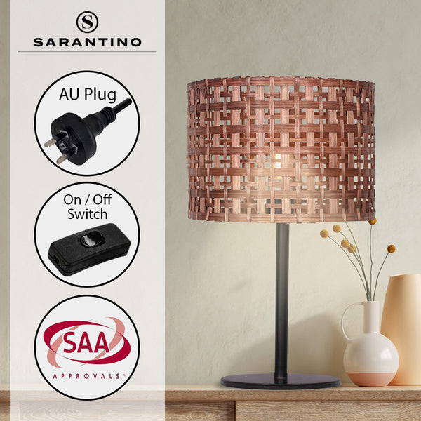 Sarantino Rattan Desk Lamp With Black Marble Base Lamps